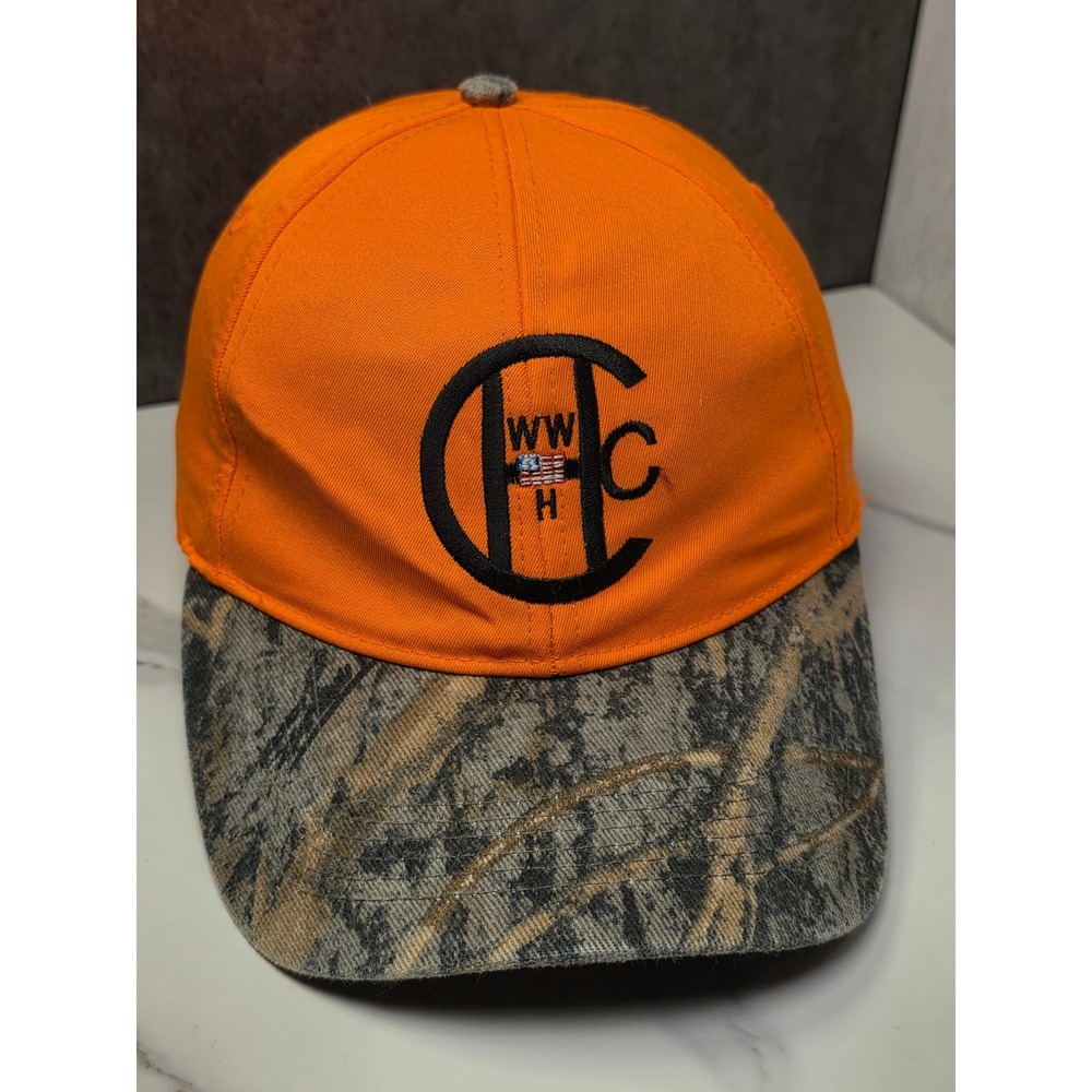 Pacific Headwear 680C Blaze Orange Camo Embroidered WWH Logo Hat Mens Adjustable